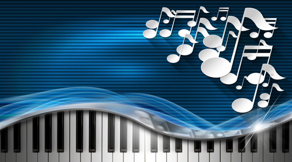 keyboard with musical notes